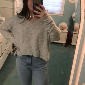 Grey V Neck Sweater